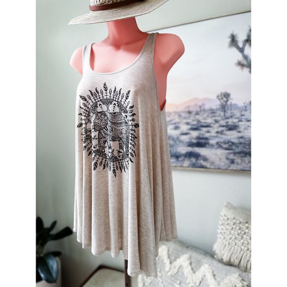 Paper crane swingy yoga boho tunic tank top Sm - Picture 1 of 4